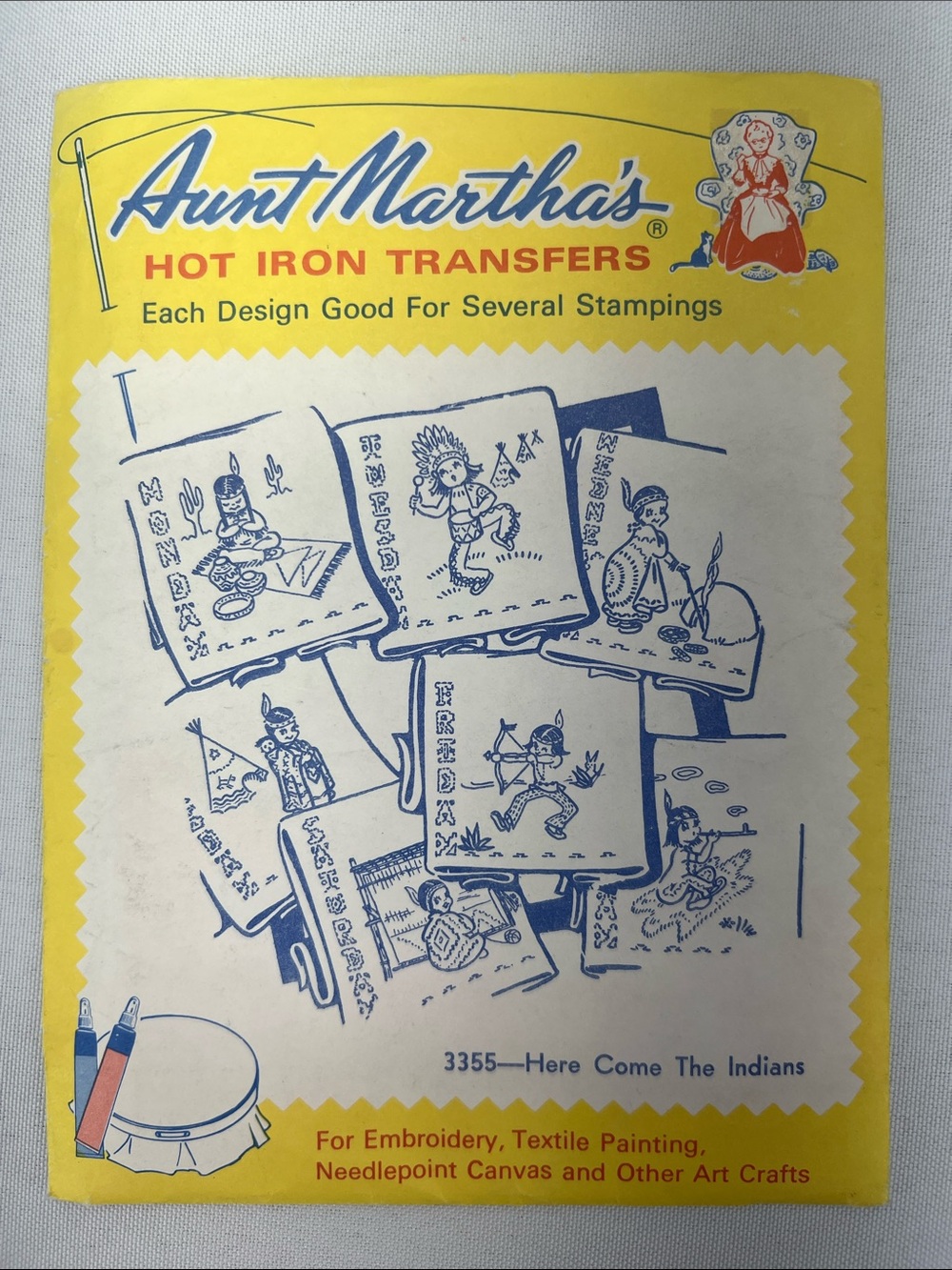 Vintage Native American 1960’s Aunt Martha's Hot Iron Transfers Whimsical Craft